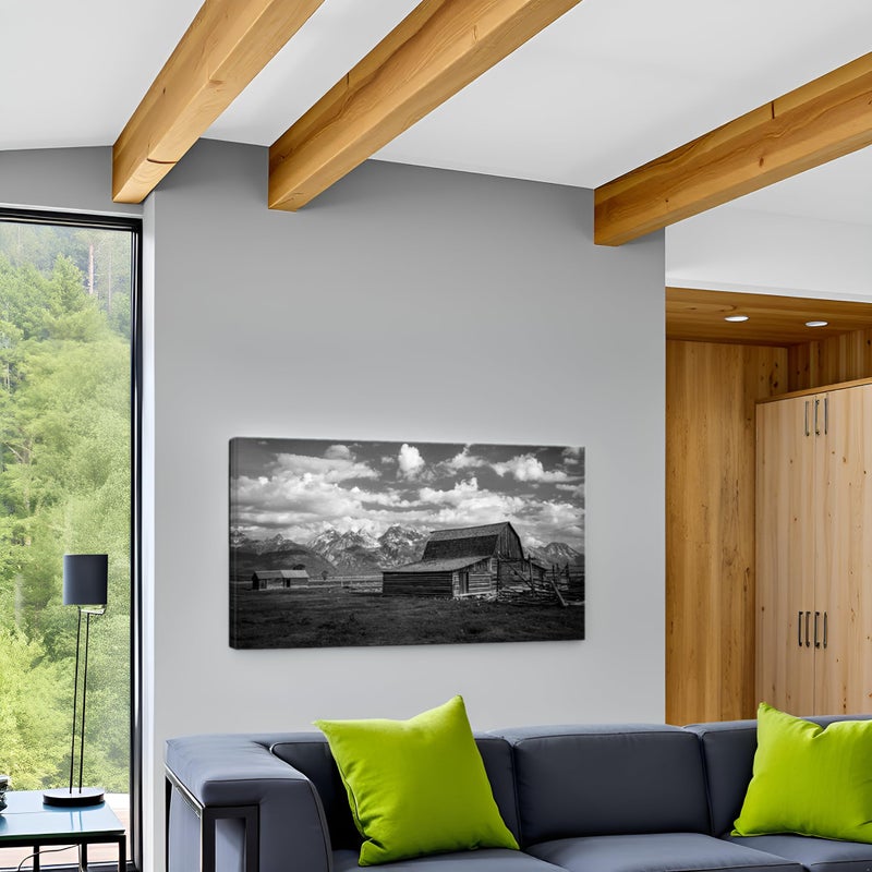 LevvArts Grand Teton National Park Picture Canvas Wall Art Black and White Moulton Barn Poster Prints USA Landscape Wyoming Canvas Artwork for Home Living Room Decor Framed Ready to Hang - Image 5